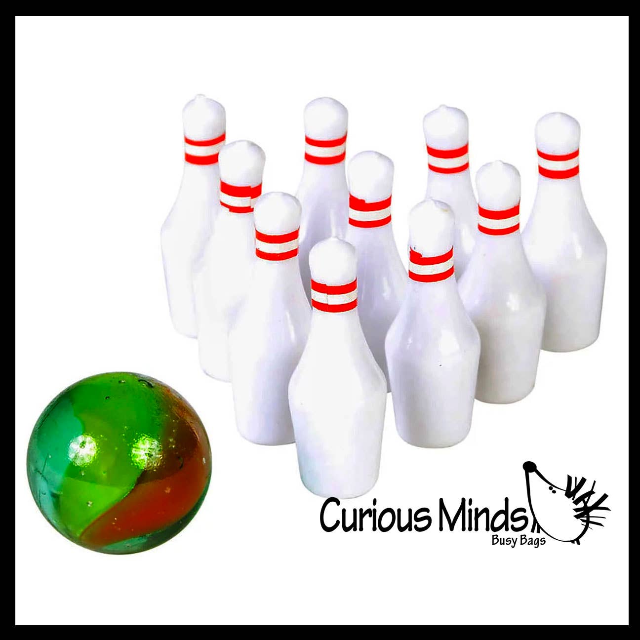 Mini Bowling Game - Marble and Pins - Tabletop Small Replica