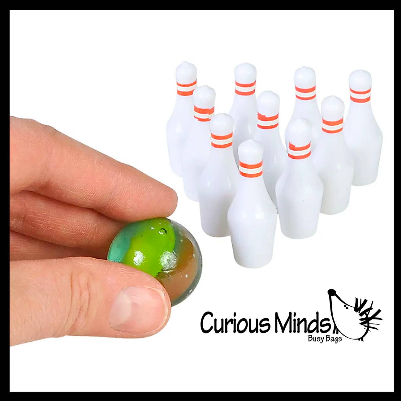 Mini Bowling Game - Marble and Pins - Tabletop Small Replica