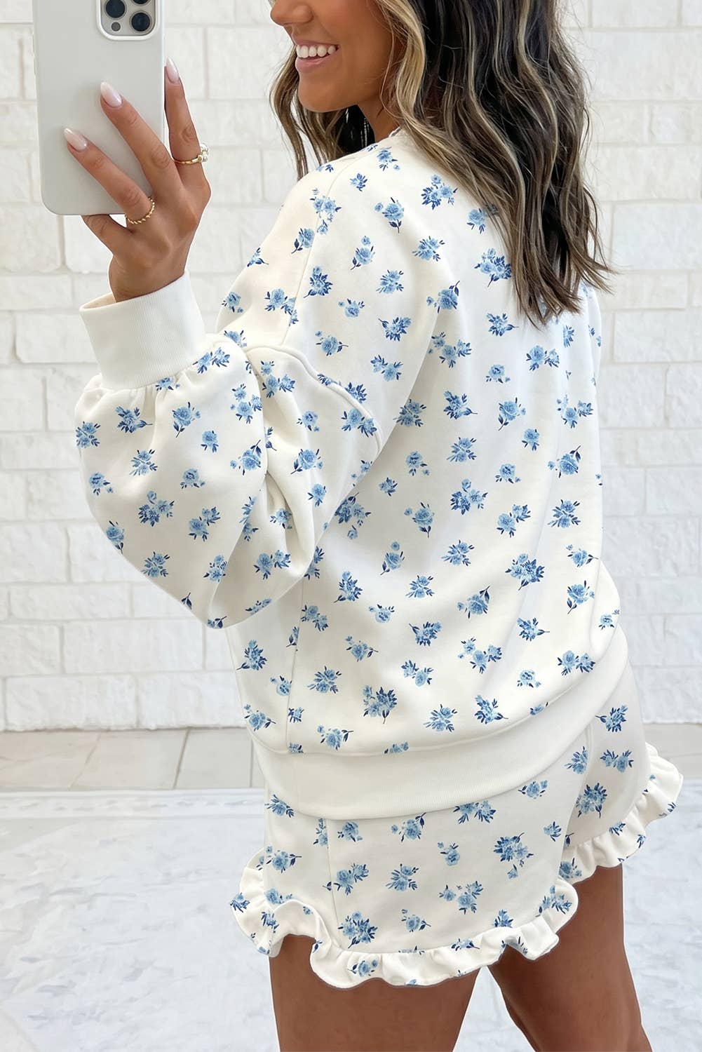 Floral Print Pocket Details Two Piece Set Loungewear