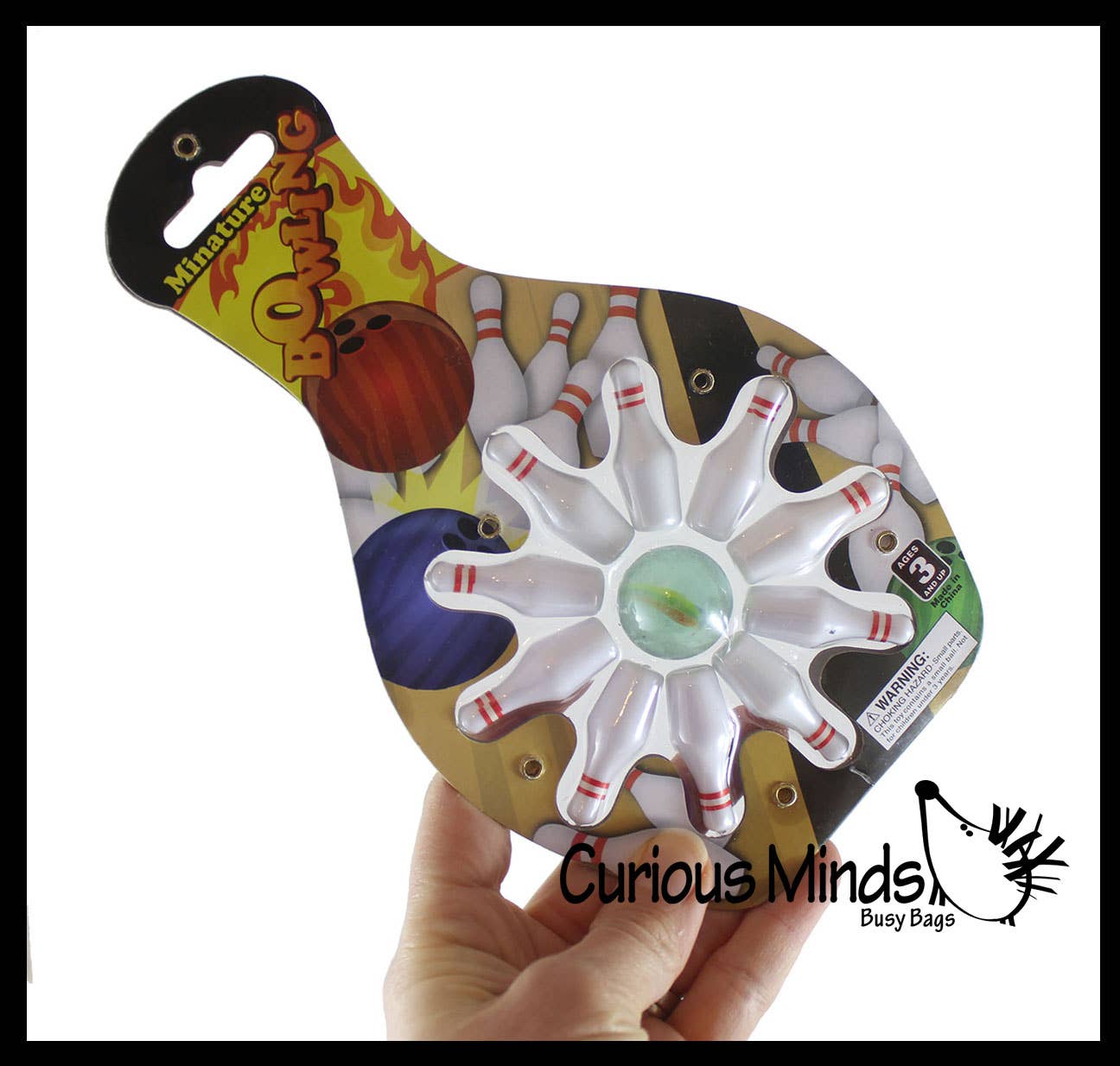 Mini Bowling Game - Marble and Pins - Tabletop Small Replica